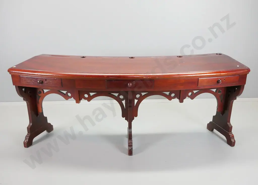 cedar bow front, slope top office desk, purportedly from Dunedin mayoral office Image 1++
