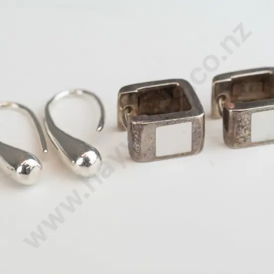 2 pairs silver earrings stamped 925