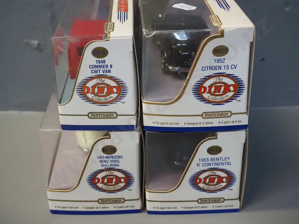 4 boxed Dinky die-cast 1:43 scale model vehicles - 1948 Commer van, 1955 Bentley, 1952 Citroen, 1955 Mercedes 300SL Image 1++