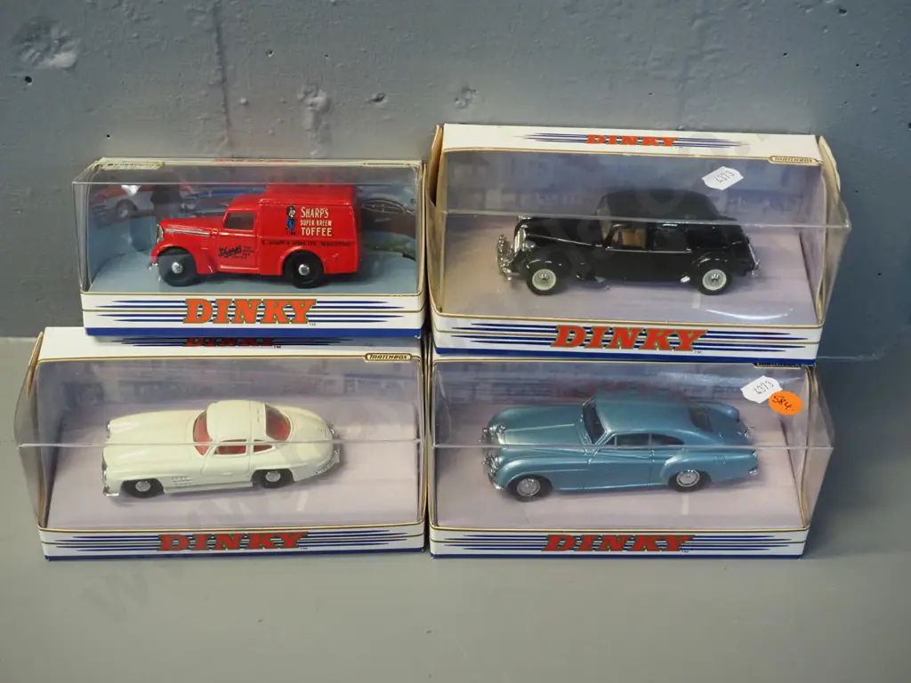 4 boxed Dinky die-cast 1:43 scale model vehicles - 1948 Commer van, 1955 Bentley, 1952 Citroen, 1955 Mercedes 300SL Image 1++