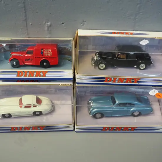 4 boxed Dinky die-cast 1:43 scale model vehicles - 1948 Commer van, 1955 Bentley, 1952 Citroen, 1955 Mercedes 300SL
