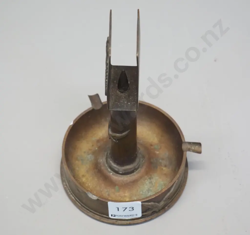 vintage brass ashtray and matchbox holder made from shell casings with NZ Infantry logo - one cigarette holder missing Image 1++