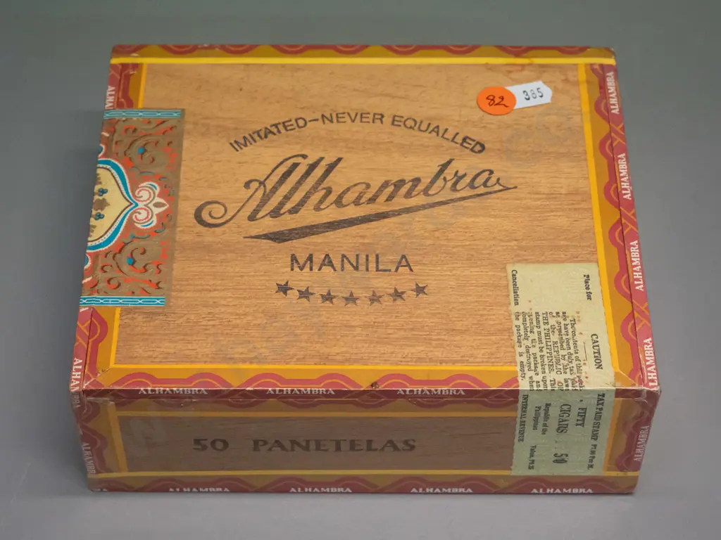 shrink-wrapped sealed box of 50 Phillipine Alhambra panatela cigars - box 160 x 185 Image 1++