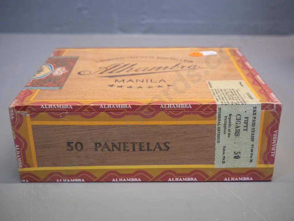 shrink-wrapped sealed box of 50 Phillipine Alhambra panatela cigars - box 160 x 185 Image 1++