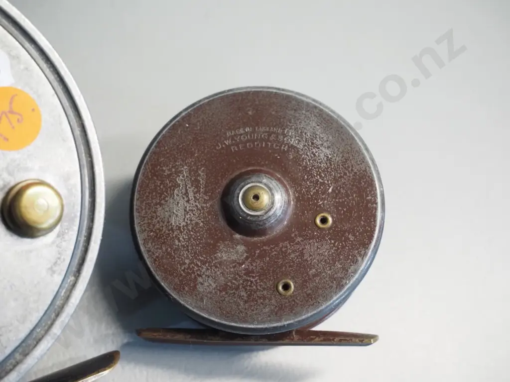 2 vintage English metal spinning reels - circa 1930 Wallace Watson 4" and Young & Sons D-100 Image 1++