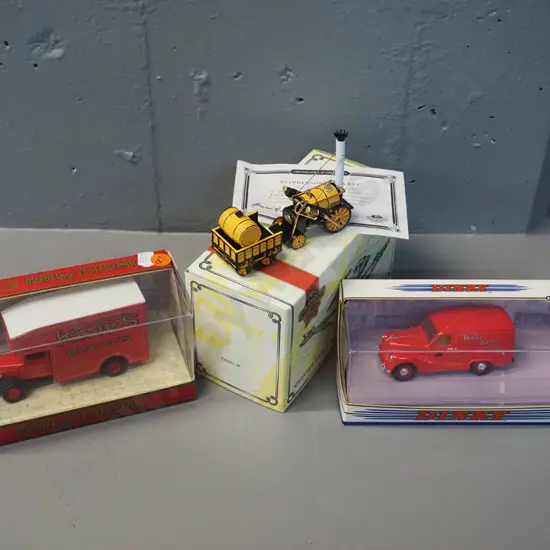 Matchbox Collectibles Stephenson's Rocket, boxed Dinky die-cast 1:43 scale model 1953 Austin van, Mathbox Models of