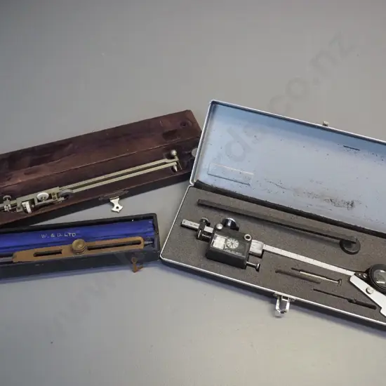 3 cased engineering or drafting tools - Koizumi Type KP-27 compensating planimeter, one marked Littlejohn & Son