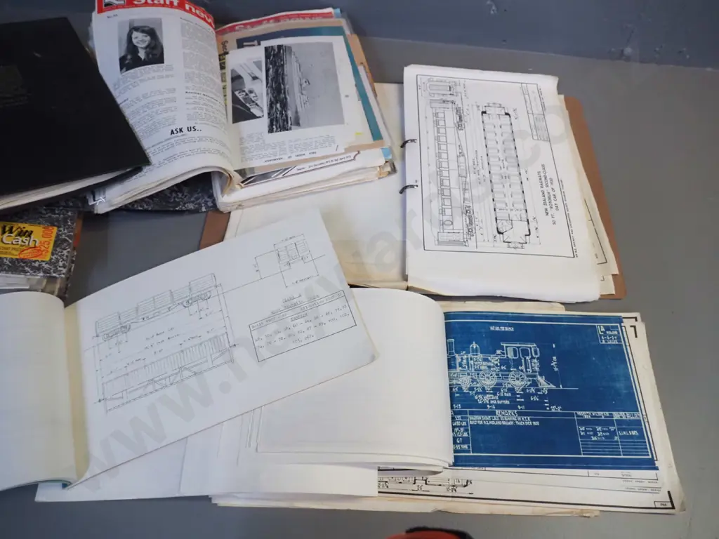 large collection of railway ephemera - scrapbooks, diagrams, engineering drawings, etc - NZR and others Image 1++