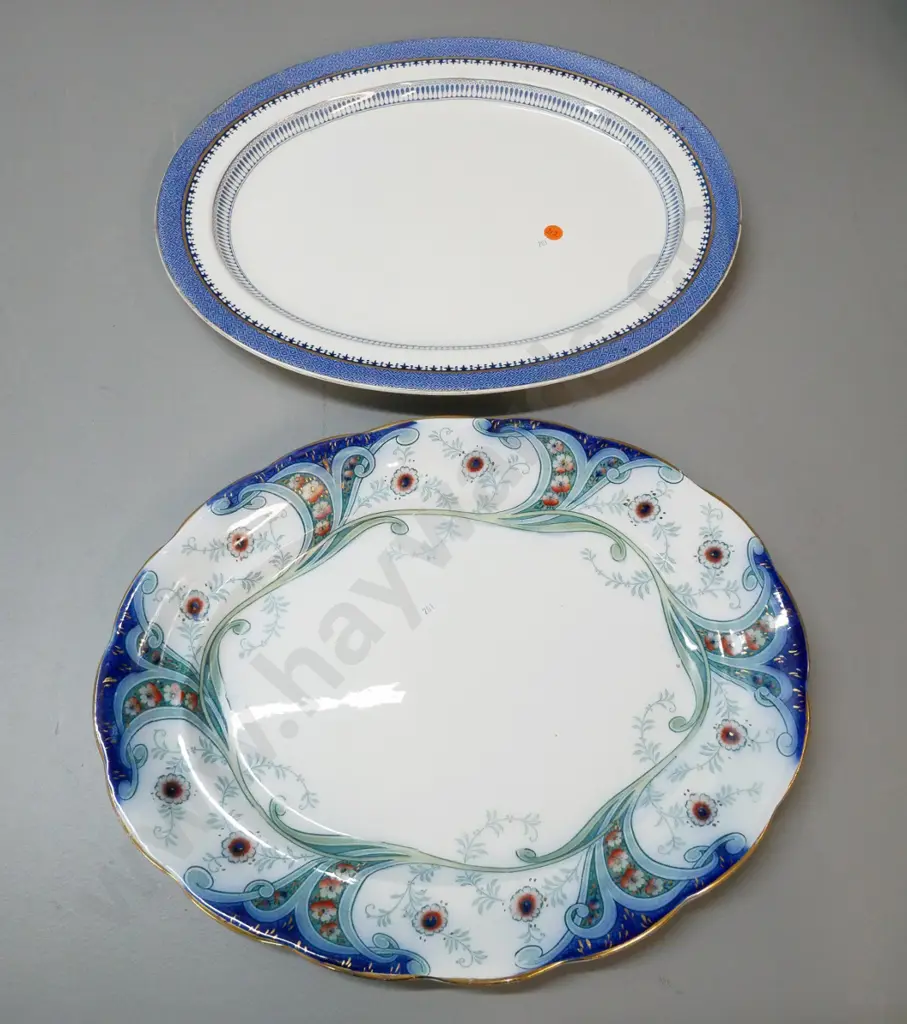 2 vintage large English ashetts - Burgess & Leigh "Richmond" pattern and Booth's Lowestoft Border L-425 W-335 Image 1++
