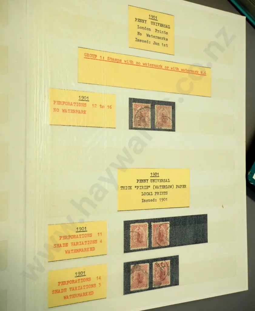 3 stamp albums - all New Zealand, well annotated - 1901 thru 1950s including early health stamps Image 1++