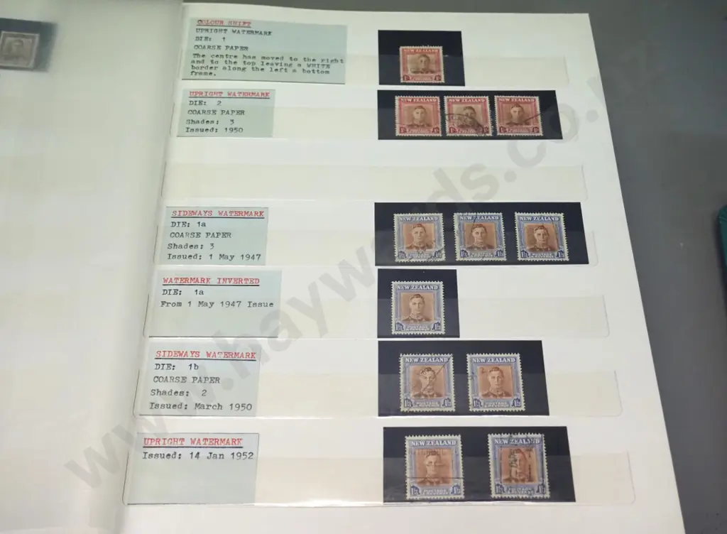 3 stamp albums - all New Zealand, well annotated - 1901 thru 1950s including early health stamps Image 1++