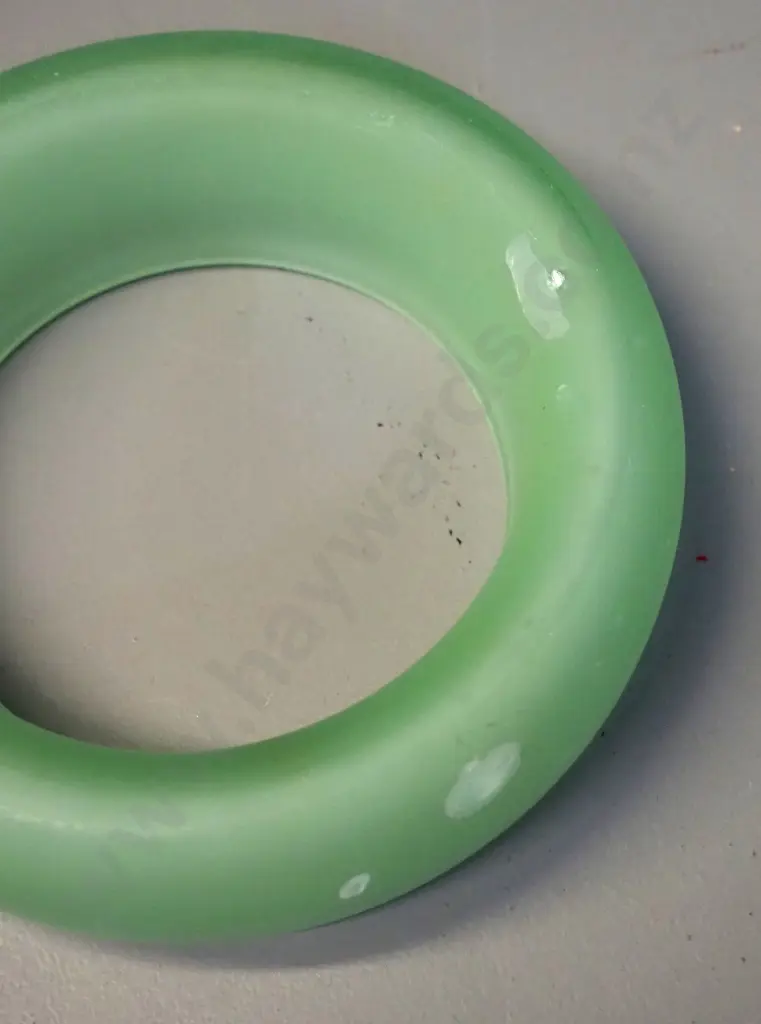 vintage frosted green uranium glass circular trough vase H-40 D-145 Image 1++