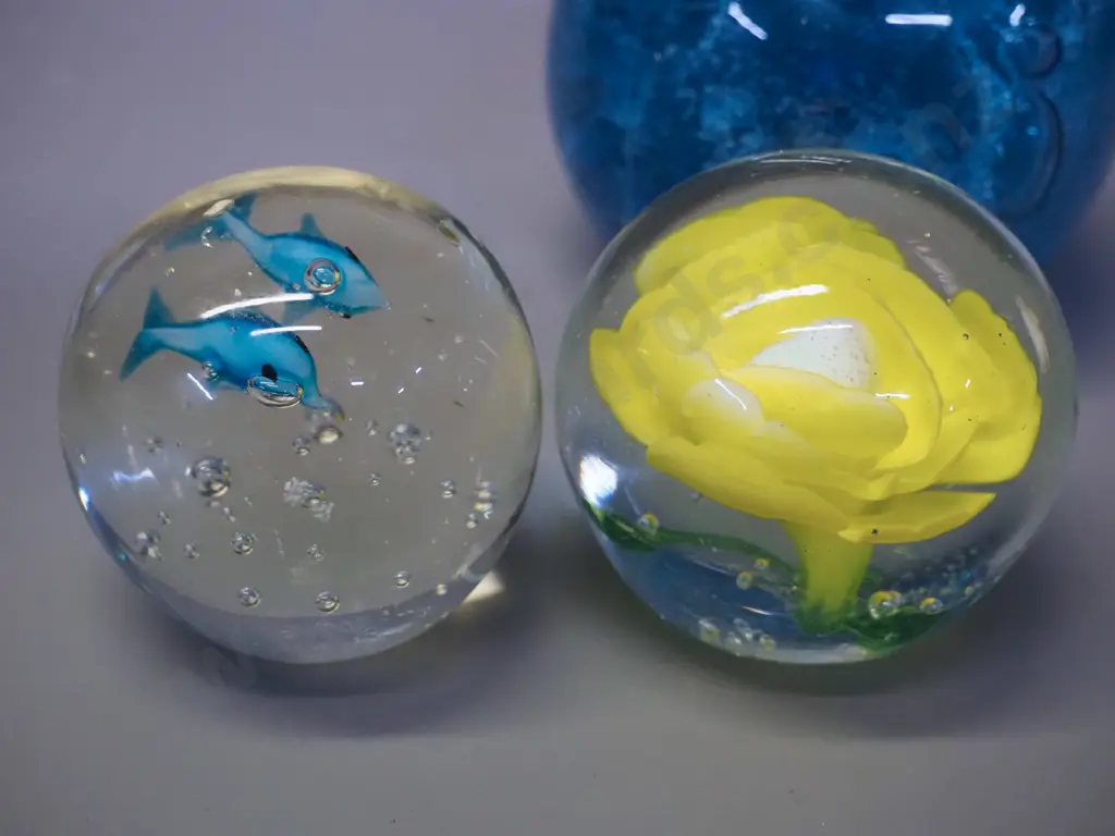 3 glass paperweights - largest is D-100 Image 1++