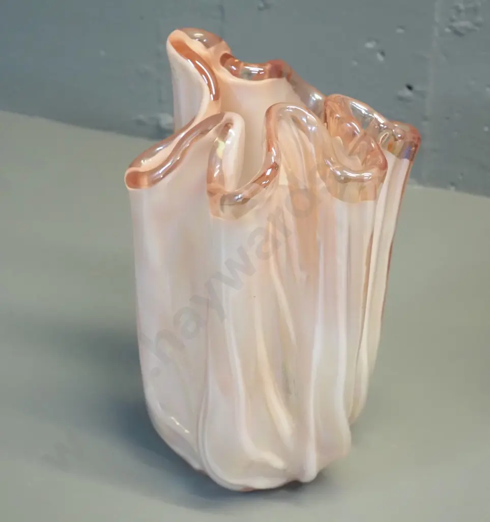 pink lustre art glass vase H-230 approx. D-140 Image 1++