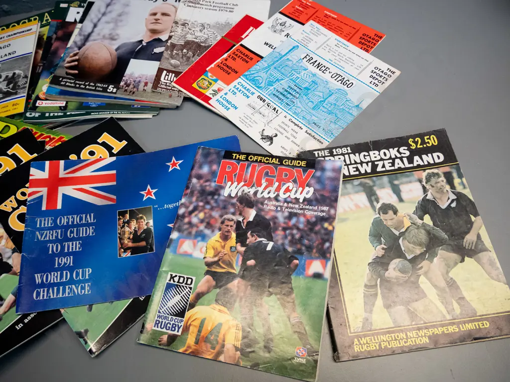 large collection of rugby publications - Rugby Preview magazines 1987 thru 2002, programs mostly 80s and 90s including Image 1++