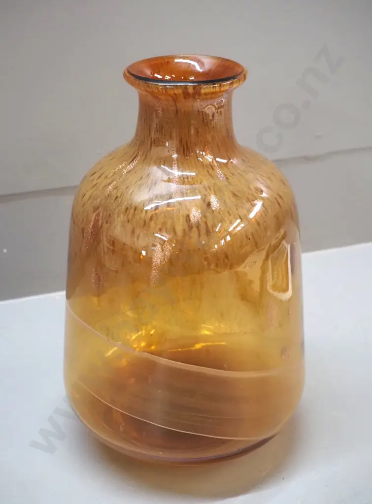 art glass vase - amber with metallic copper H-270 D-170 at widest Image 1++