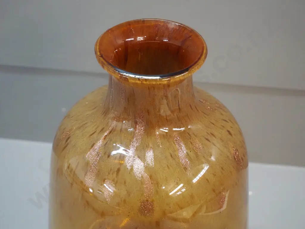 art glass vase - amber with metallic copper H-270 D-170 at widest Image 1++