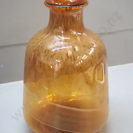 art glass vase - amber with metallic copper H-270 D-170 at widest