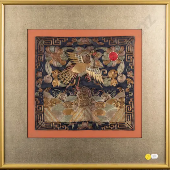 framed needlework - bird and flowers H-230 W-250