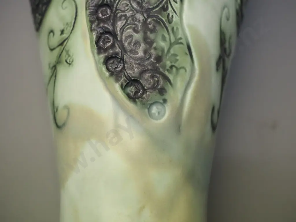 studio pottery flower / leaf shape vase - impressed mark 'PC 2012 NZ' H-295 D-170 at rim Image 1++