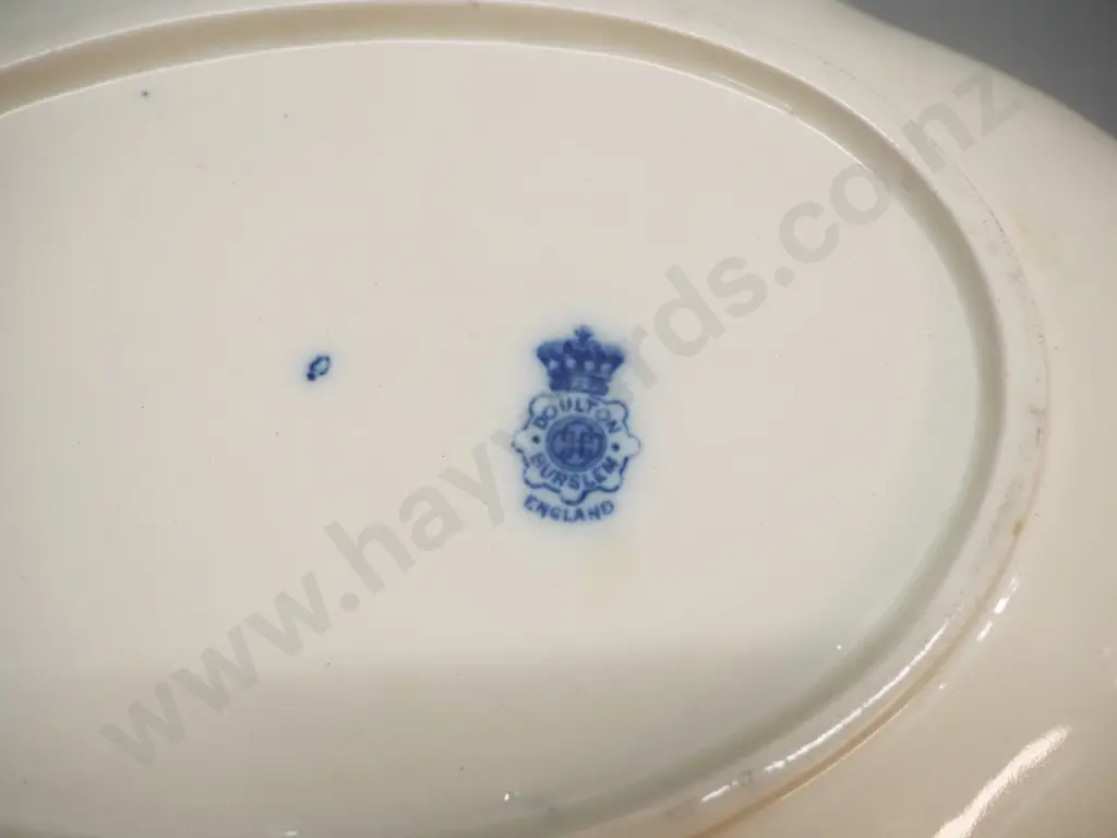 3 Royal Doulton blue iris items - 2 plates and a bowl.Larger plate is 260 x 260, bowl is 220 x 300. Image 1++