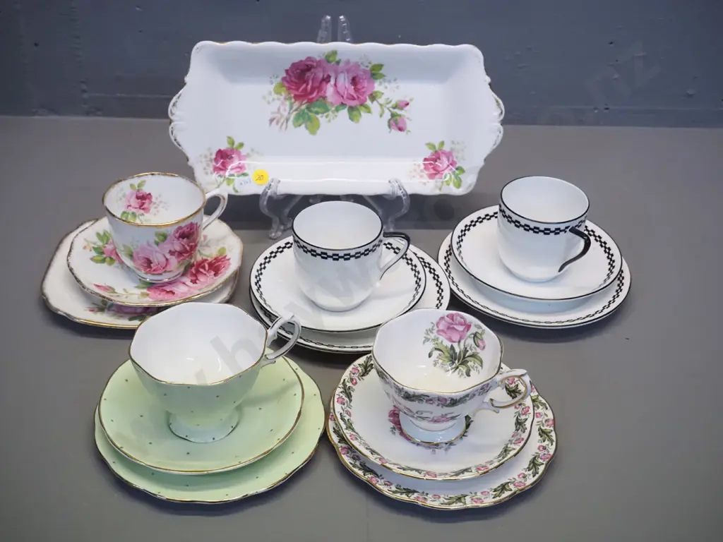 selection of Royal Albert trios, American Beauty sandwich plate Image 1++