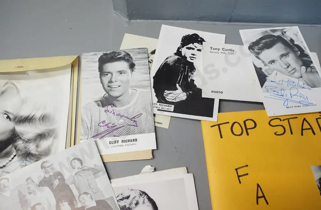 large collection of 1960s actors and singers promo photos: Elvis, Fabian, Cliff Richards, Johnny Mathis, Bobby Vee, etc. Image 1++