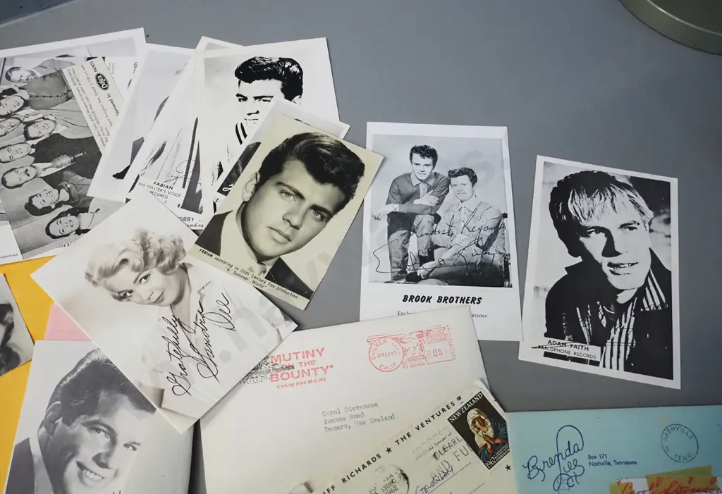 large collection of 1960s actors and singers promo photos: Elvis, Fabian, Cliff Richards, Johnny Mathis, Bobby Vee, etc. Image 1++