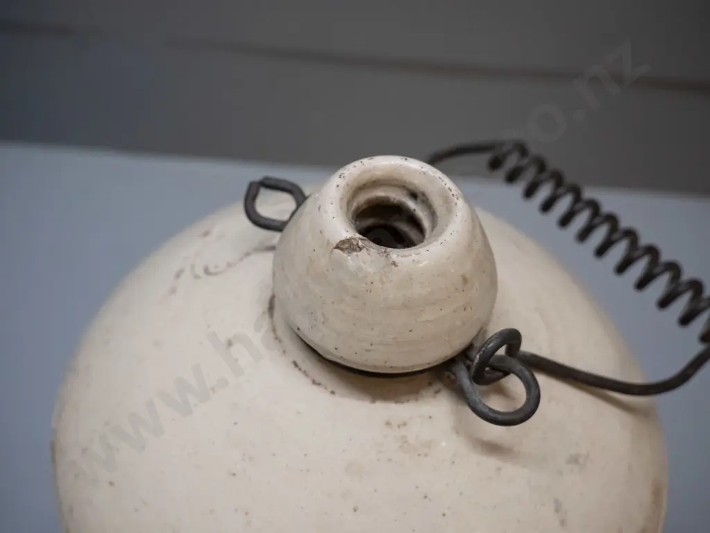 Sharpe Bros. Australia & New Zealand narrow-mouth stoneware crock with wire handle H-360 D-200 - chip to rim Image 1++