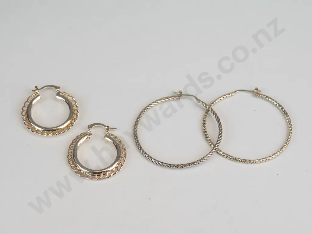 2 pairs silver hoop earings both stamped 925 Image 1++