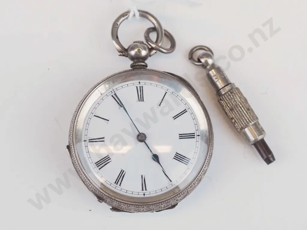 silver cased pocket watch - marked 935, personal inscription in Dutch (iets lief van de lief - something sweet from the Image 1++
