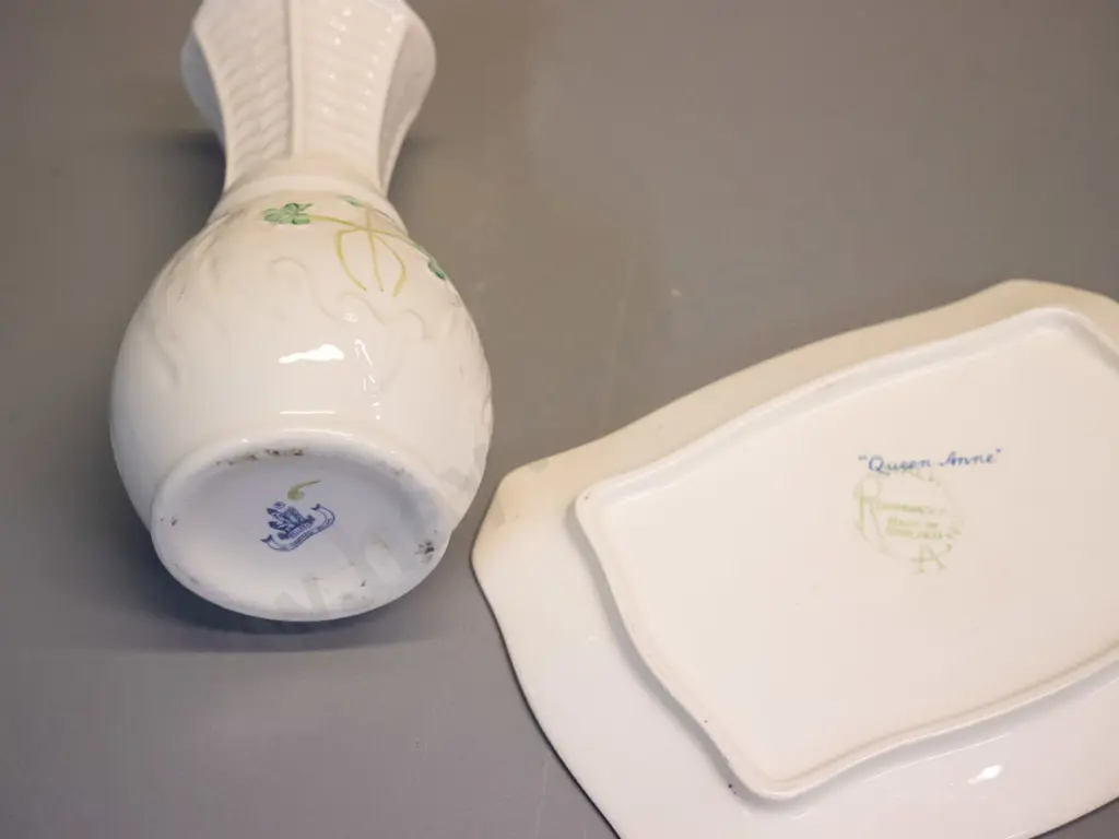 Royal Winton Queen Ann covered butter dish and a Belleek vase H-140 Image 1++