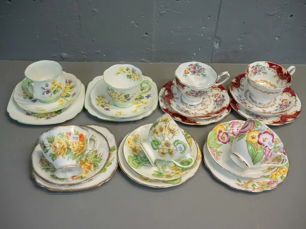 7 trios including 6 Royal Albert - Primulette, Canterbury, Tea Rose etc - and one Salisbury Image 1++