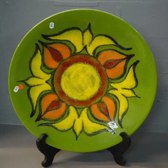 large signed Poole Delphis charger D-410