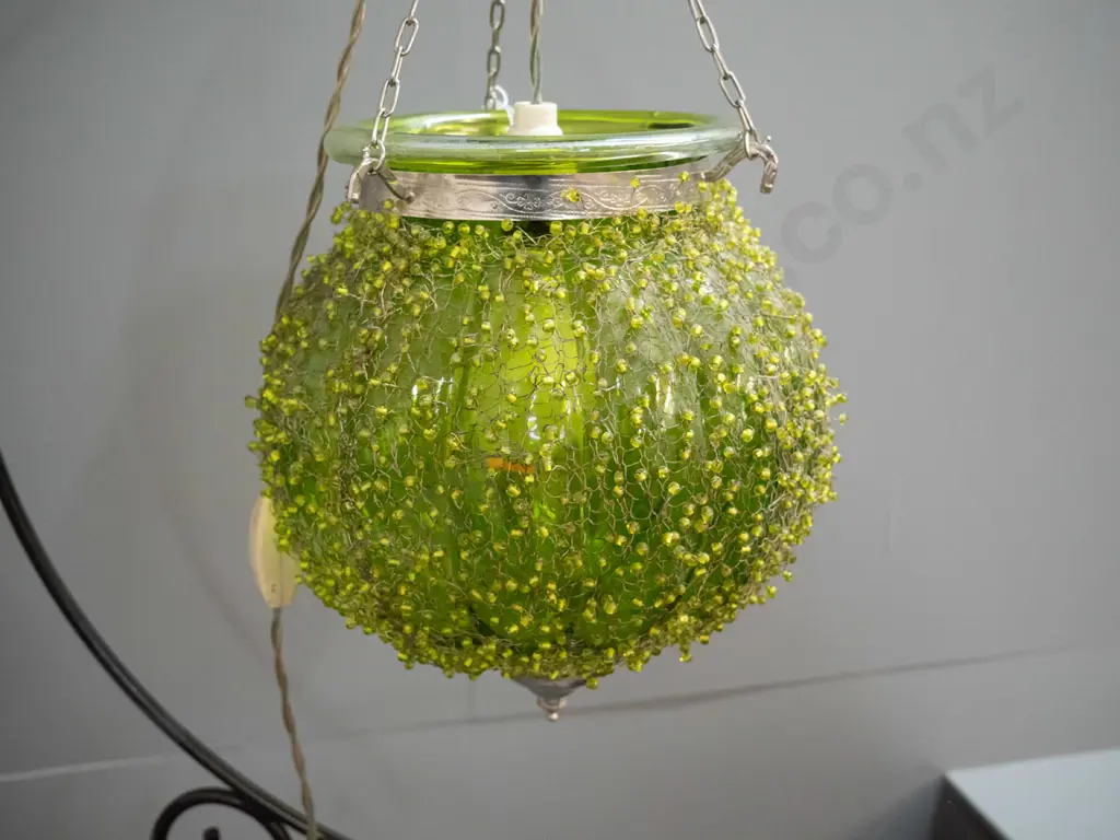floor lamp made from retro hanging light fitting and 2-piece metal stand (originally a bird cage stand?) Image 1++