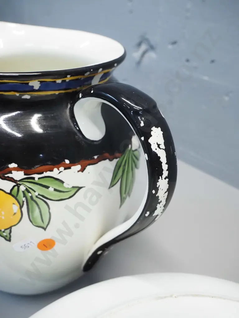 Adderleys Pomona pattern Victorian wash jug and basin - some worn decoration on jug H-255. Bowl D-410 Image 1++
