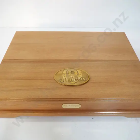 limited edition wood-cased Sir Tristram collectable phone card sets - 5 card sets and a VHS tape, number 181. Case is