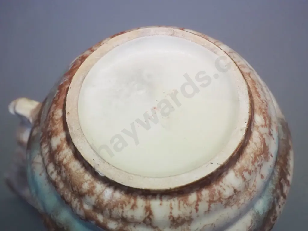 hand-painted English jug with unicorn handle, maker's mark obscured H-210 Image 1++