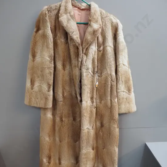 long light brown fur coat