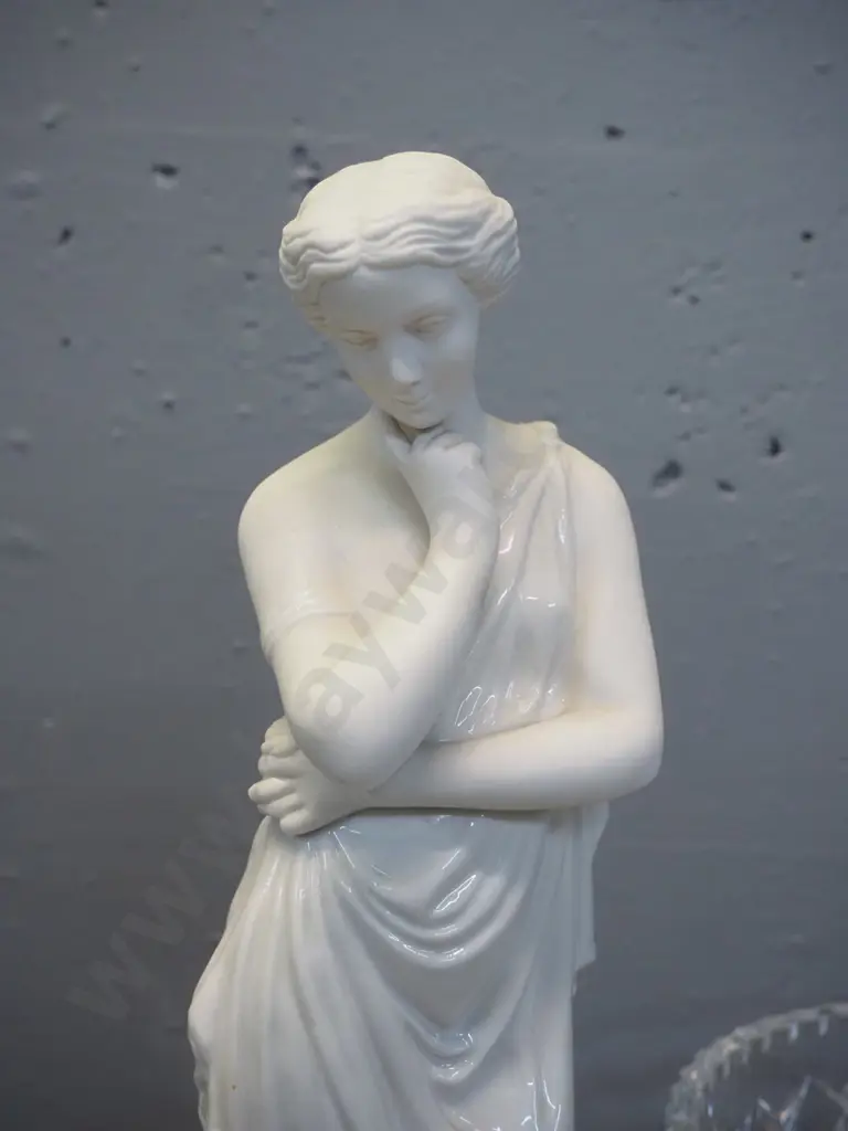 Belleek classical style figurine, part high glaze and part matte H380 and a cut crystal deep salad bowl D-210 Image 1++