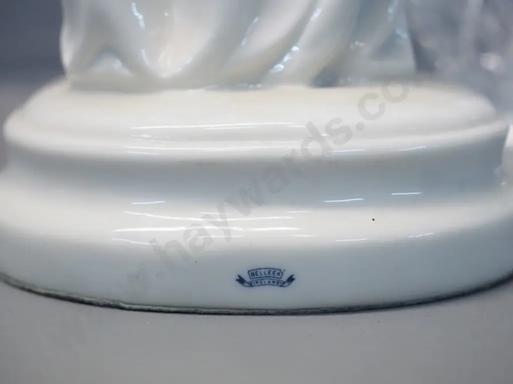 Belleek classical style figurine, part high glaze and part matte H380 and a cut crystal deep salad bowl D-210 Image 1++