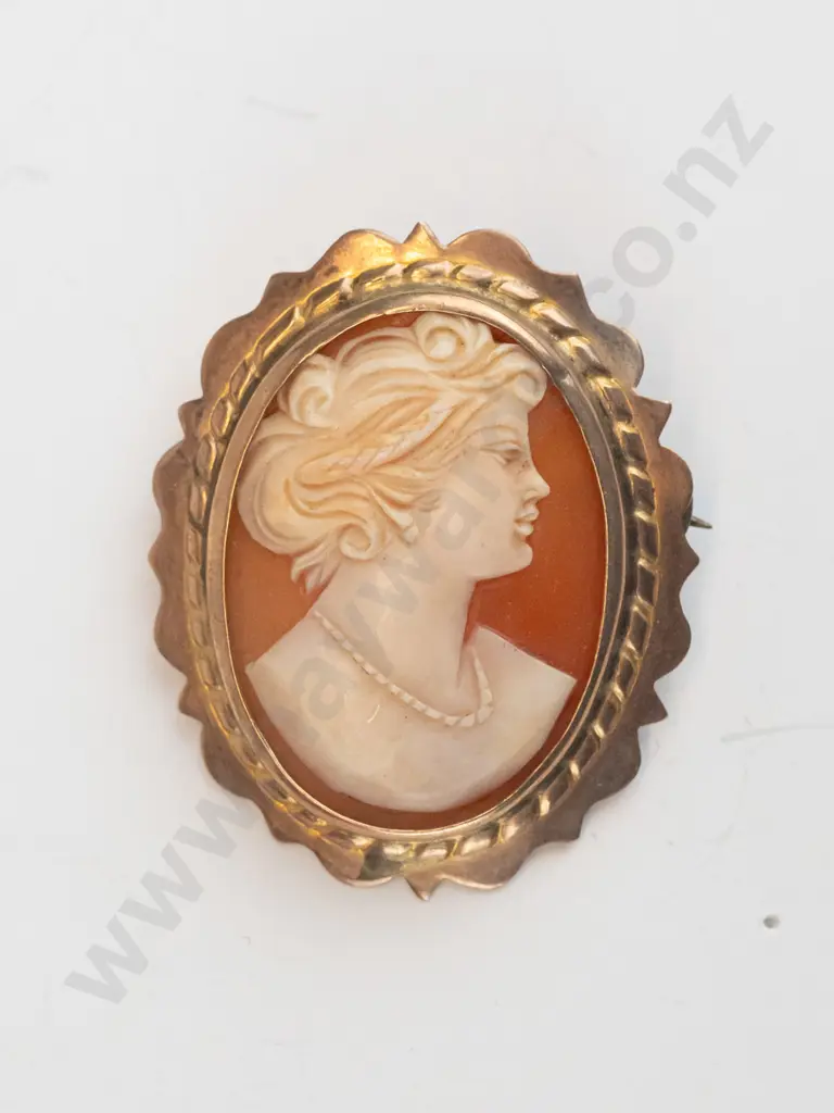 cameo brooch stamped 9ct Image 1++