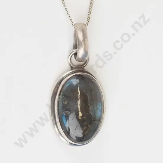 silver labradorite necklace stamped 925