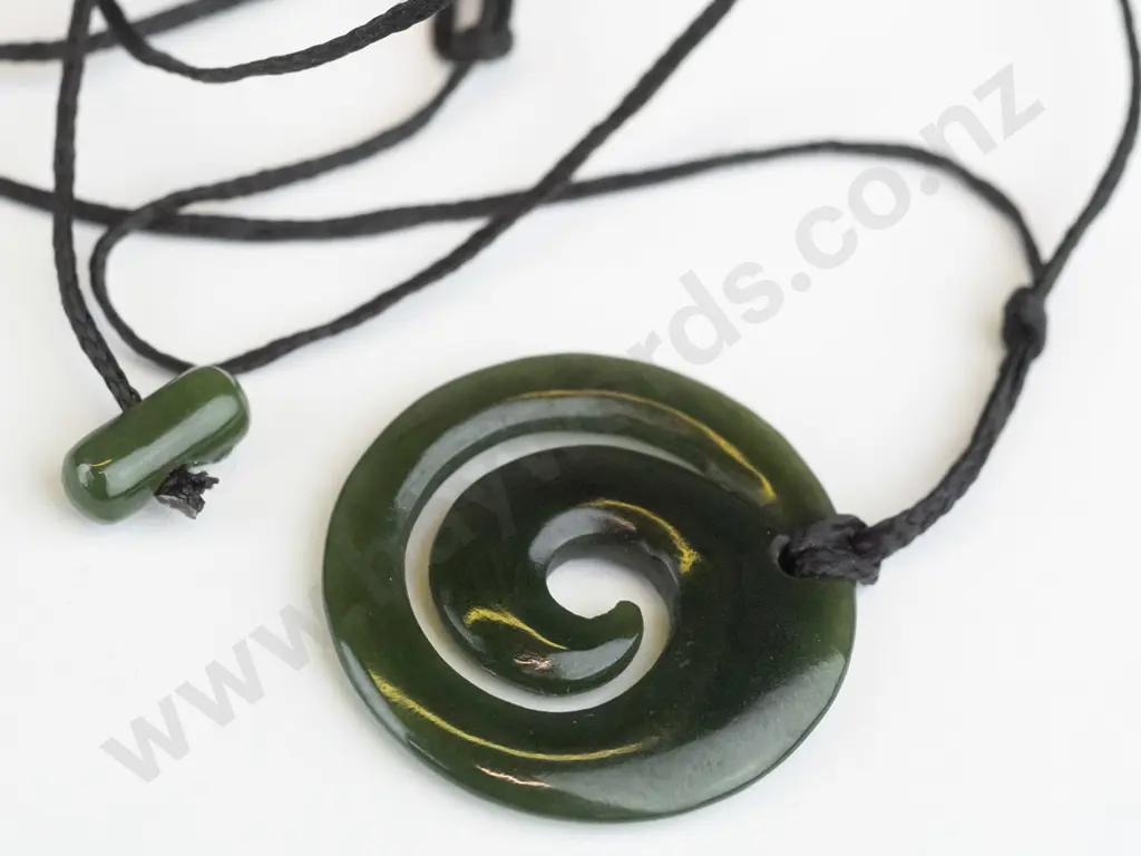 greenstone necklace on leather strand Image 1++