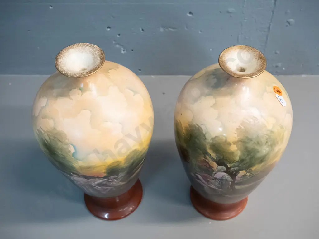 pair of vintage T.F. & F. English vases - some crazing. H-220 Image 1++