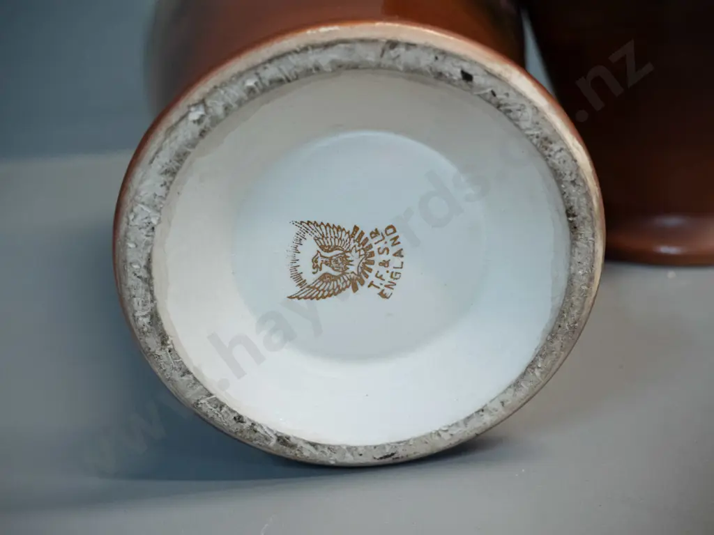 pair of vintage T.F. & F. English vases - some crazing. H-220 Image 1++