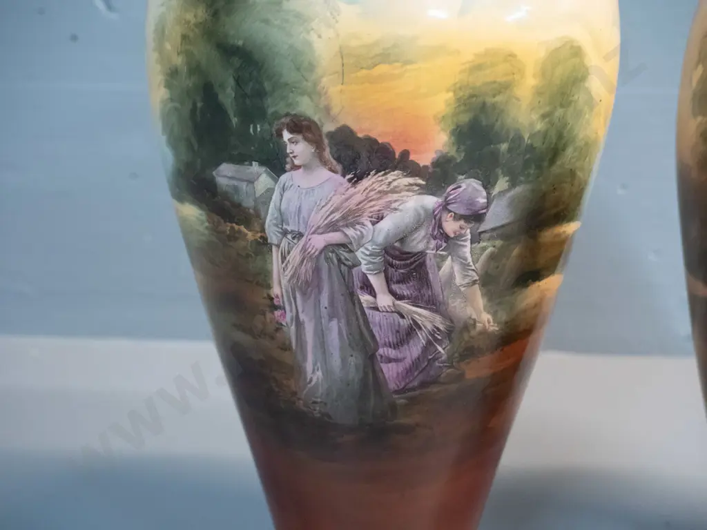 pair of vintage T.F. & F. English vases - some crazing. H-220 Image 1++