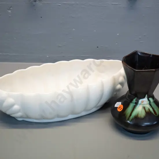 Beswick oval trough vase L-300 and a deco style Belgian vase H-145