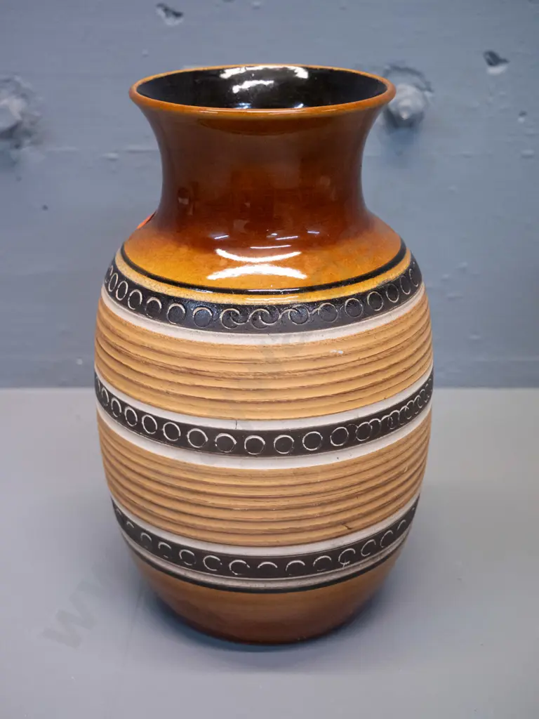 German pottery vase - glazed with incised matte bands H-260 D-160 Image 1++