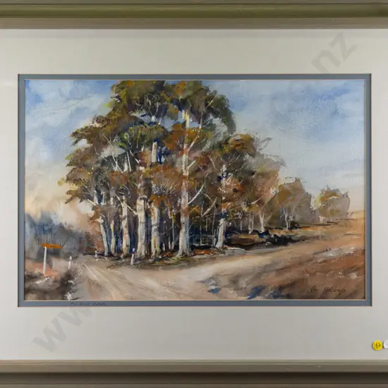 Ray Melhop 1997 - framed watercolour "Loop Road on the Pig Root to Ranfurly" H-330 W-510
